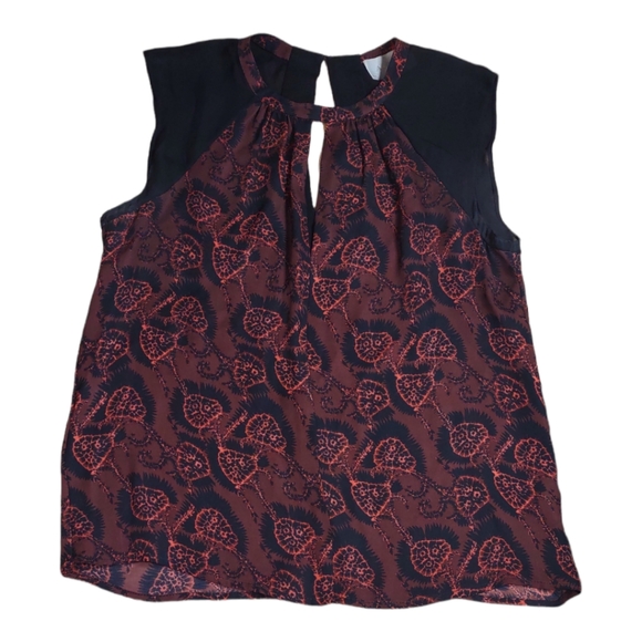 A.L.C. Silk Printed Black & Red Blouse XS - Picture 5 of 6